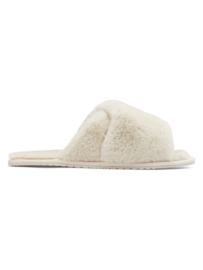 Sorel Go Mail Run Faux Fur Slippers In Natural