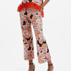 La Doublej Hendrix Cropped Trousers In Crazy Daisy Black