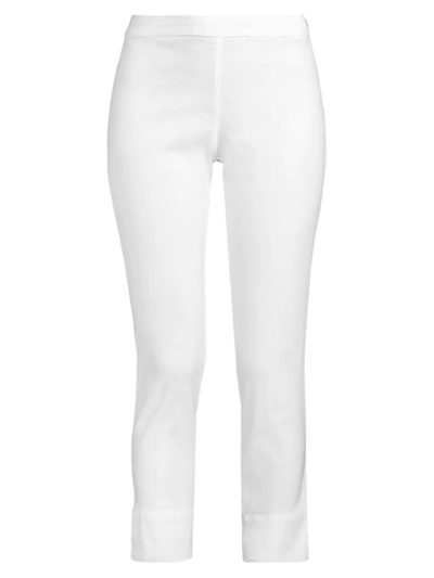 120% Lino Linen Cotton Side-zip Capri Pants In White