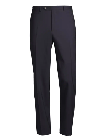 Canali Tailored Stretch Trousers In Navy