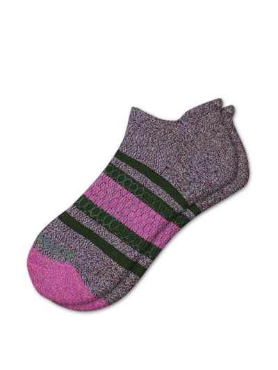Bombas Colorblock Stripes Ankle Socks In Cornflower Jewel Purple