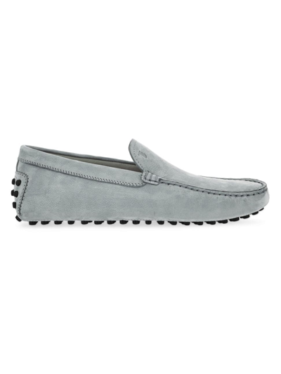 Tod's Pantofola Gommino Gommini Suede Loafers In Celeste Polvere