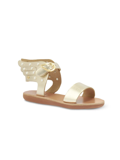 Ancient Greek Sandals Babies' Little Girl's & Girl's Ikaria Pearl's Soft Sandals In Platinum