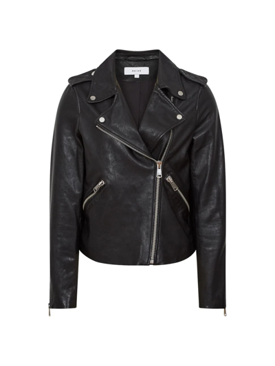 Reiss Gigi Leather Biker Jacket In Black