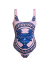 Versace Goblet One-piece Swimsuit In Pink Blue