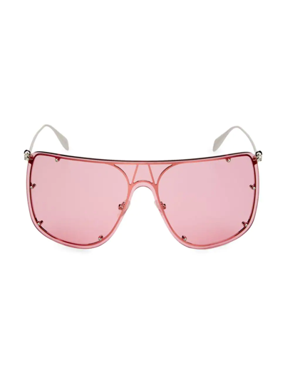 Alexander Mcqueen Rebellion 99mm Shield Sunglasses In Silver