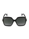 Gucci Mini Running 56mm Square Sunglasses In Solid Black