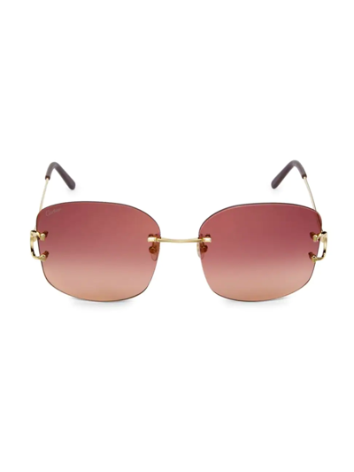 Cartier Signature C 60mm Square Sunglasses In Golden