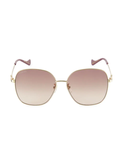 Gucci Cut Out 61mm Square Sunglasses In Gold