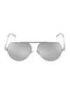 Bottega Veneta Minimalist 58mm Pilot Sunglasses In Silver
