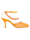 Nalebe Stellar Crystal-embellished Ankle-strap Pumps In Orange
