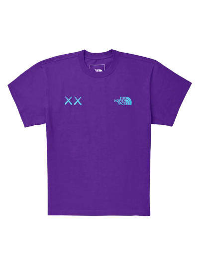 The North Face Kaws Xx Logo-embroidered Cotton-jersey T-shirt In Purple
