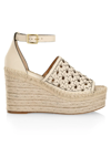 TORY BURCH WOMEN'S BASKET-WEAVE LEATHER ESPADRILLE WEDGE SANDALS
