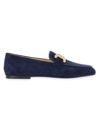 TOD'S WOMEN'S 79A KATE CHAIN SUEDE LOAFERS