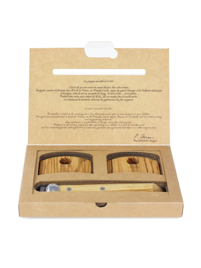 Cristel Casteline Olive Wood Handle Set In Tan