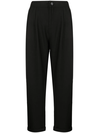 Tout A Coup Stitching-detail Three-pocket Slim-cut Trousers In Black