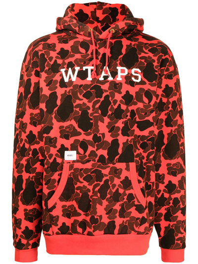 Wtaps Camouflage-print Pullover Hoodie In Rot