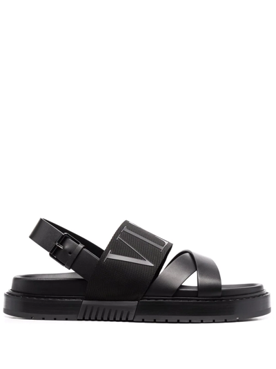 Valentino Garavani Logo Strap Sandals In Black