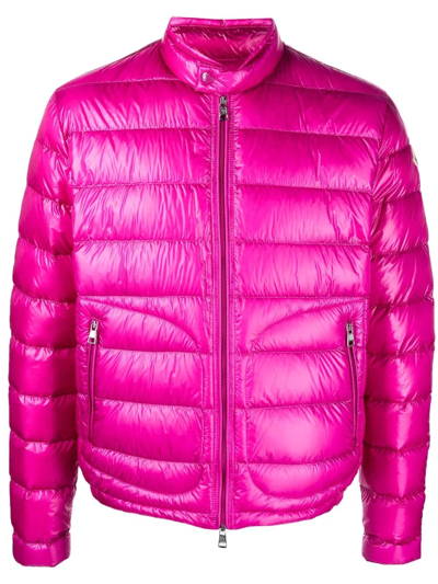 Moncler Fucsia Acorus Short Down Jacket In Pink