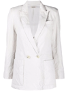 Zadig & Voltaire Visko Double-breasted Leather Jacket In Nude