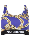 Vetements Gold-chain Sports Bra In Blue