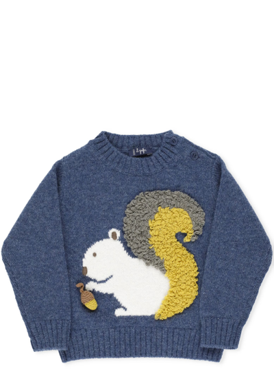 Il Gufo Kids' Squirrel Sweater In Mirtillo/abete Argenteo