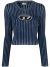 Diesel Women M-anchor Cotton Sweater In Blue