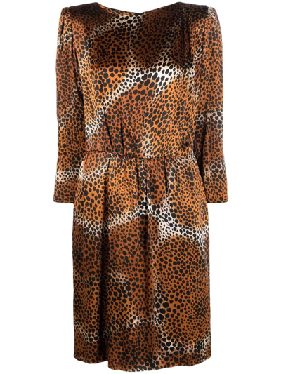 Pre-owned Saint Laurent 1990s Leopard Print Dress In Brown