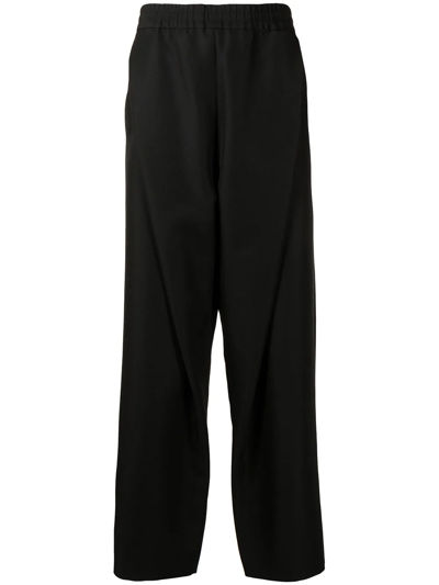 Yoshiokubo Pleat-detailed Straight-leg Trousers In Black