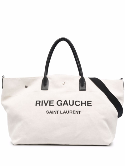 Saint Laurent Rive Gauche Maxi Tote Bag In Neutrals