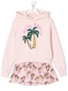 PALM ANGELS PALM-EMBROIDERED HOODIE DRESS