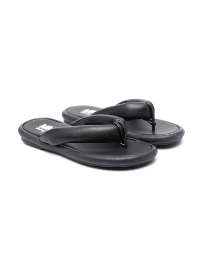 Mm6 Maison Margiela Teen Logo-print Round-toe Flip-flops In Black