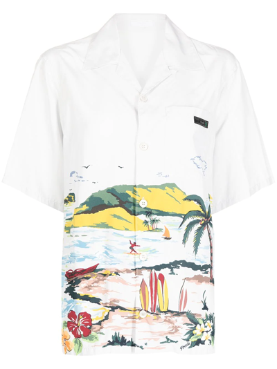 Pre-owned Prada Beach-print Shirt In White