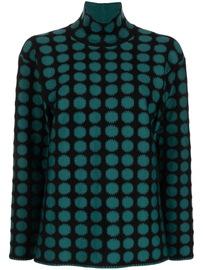 Pre-owned Alaïa 2000s Circle-print High-neck Top In Green