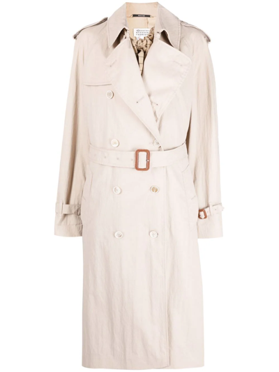 Maison Margiela Double-breasted Trench Coat In Neutrals