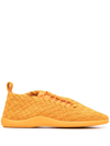 Bottega Veneta Orange Intrecciato Low Sneakers In Orange