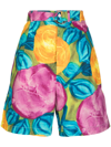 MARNI FLORAL-PRINT BELTED-WAIST SHORTS
