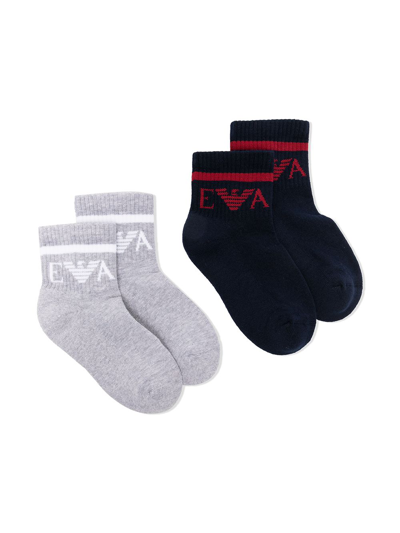 Emporio Armani Kids' Logo-print Sock Pack In Blue