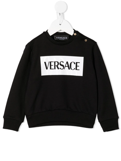 Versace Babies' Logo Crew-neck Sweatshirt In Black