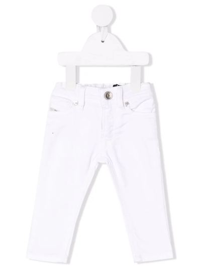 Diesel Babies' Slim-cut Logo-patch Jeans In Bianco
