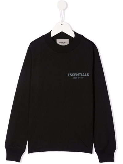 Essentials Kids' Logo-print Cotton Sweatshirt In Black
