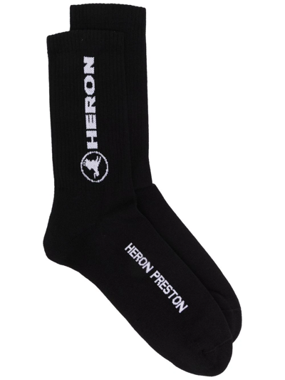 Heron Preston Logo-intarsia Socks In Black