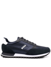Hugo Boss Running-style Trainers In Mixed Materials With Raised Logo In Blue