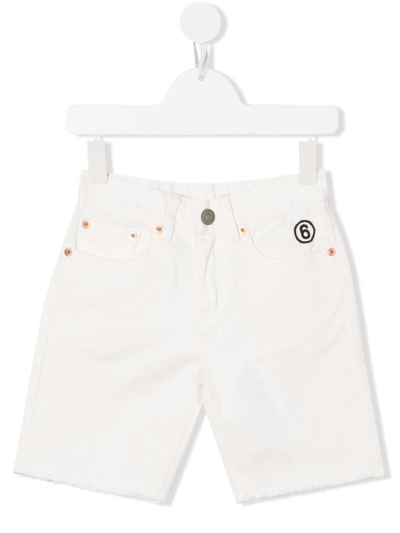 Mm6 Maison Margiela Teen Embroidered Logo Denim Shorts In M6101