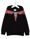 Marcelo Burlon County Of Milan Kids Black Watercolor Wings Hoodie In Black