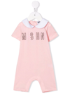 Moschino Logo-print Shortsleeved Babygrow In Pink
