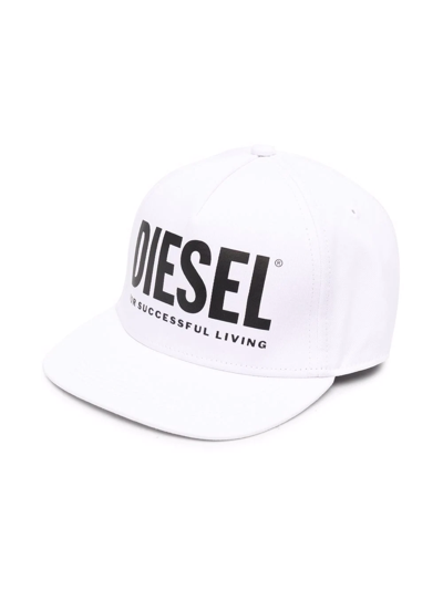 Diesel Kids' Logo-print Baseball Cap In White