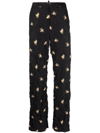 Dsquared2 Black Floral-print Creased Trousers In Black