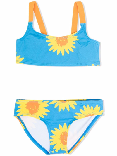 Stella Mccartney Girls Blue/ Yellow Kids Sunshine Graphic-print Bikini Set 6-14 Years 8 Years