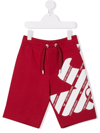 Emporio Armani Boy's Eagle Logo Drawstring Shorts In Red